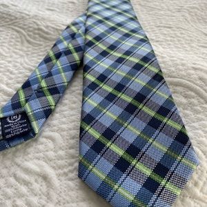 Chaps Ralph Lauren Plaid Tie Blue Green Tartan Preppy Classic Boys Necktie